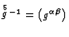 $\mathop{g}\limits^{5}{}^{-1}
=\left ( g^{\alpha \beta}\right)$