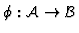$\phi : {\cal A}
\rightarrow {\cal B}$