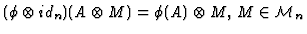 $ (\phi\otimes id_n) (A\otimes M ) = \phi (A)\otimes M , \, M\in {\cal M}_n
$