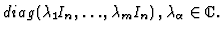 $diag (\lambda_1
I_n, \ldots, \lambda_m I_n)\, , \lambda_{\alpha}\in{\kern .1em {\raise .47ex \hbox
{$\scriptscriptstyle
\vert$}}
\kern -.4em {\rm C}}. $
