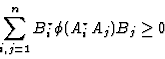 \begin{displaymath}\sum_{i, j=1}^n B_i^{\star}\phi
(A_i^{\star}A_j)B_j \geq 0 \end{displaymath}